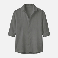 Thorsten | Herren Atmungsaktives Leinen Hemd Relaxed Fit Kragen – Leinen Hemd Kragen – Grau