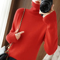Jessel - Bequemer Damenrollkragenpullover – Rot