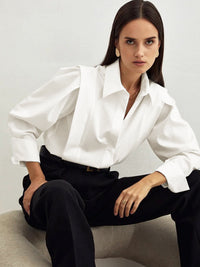 Lina | Lockeres Oversize Hemd Damen Knöpfe – Weiß