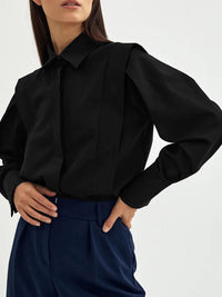 Lina | Lockeres Oversize Hemd Damen Knöpfe – Schwarz