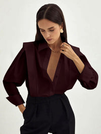 Lina | Lockeres Oversize Hemd Damen Knöpfe – Bordeaux