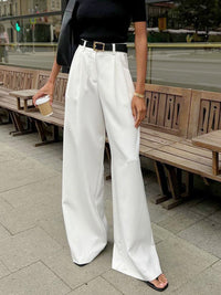 Nora | Elegante Hose Damen Weit Schnitt – Weiß