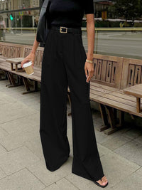 Nora | Elegante Hose Damen Weit Schnitt – Schwarz