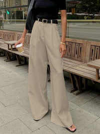 Nora | Elegante Hose Damen Weit Schnitt – Khaki