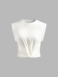 Sofia | Baumwoll T-Shirt mit Knoten Damen – Weiß