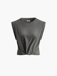 Sofia | Baumwoll T-Shirt mit Knoten Damen – Grau