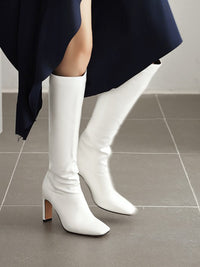Damen Stiefel | Kniehohe Ausführung mit hohem Absatz – Weiß