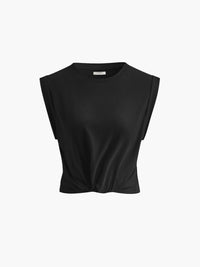 Sofia | Baumwoll T-Shirt mit Knoten Damen – Schwarz