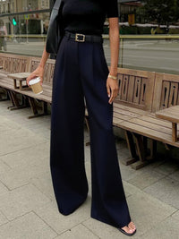 Nora | Elegante Hose Damen Weit Schnitt – Dunkelblau