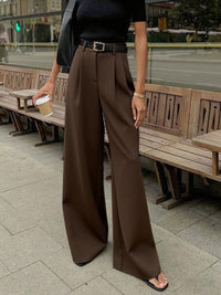 Nora | Elegante Hose Damen Weit Schnitt – Dunkelbraun