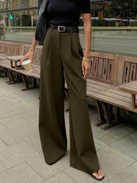 Nora | Elegante Hose Damen Weit Schnitt – Armee-Grün