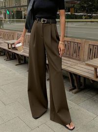Nora | Elegante Hose Damen Weit Schnitt – Hellbraun