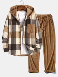 Balthazar – Set Aus Kapuzenpullover Und Hose Aus Cord Patchwork – Braun