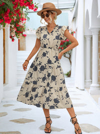 Sana | Elegantes Sommerkleid mit Druck – Beige