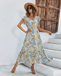 Soma | Elegantes Sommerkleid mit Blumendruck – Blau