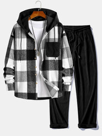 Balthazar – Set Aus Kapuzenpullover Und Hose Aus Cord Patchwork – Schwarz