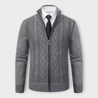Liam - Elegante & Kaschmirgefütterte Herrenstrickjacke – Hellgrau