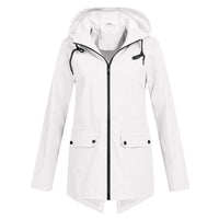 Wasserdichte Damen Regenjacke mit Kapuze - Leicht & Windfest – Weiß