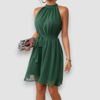 Elisa | Dress with Knotted Belt – Grün