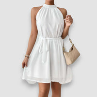 Elisa | Dress with Knotted Belt – Weiß