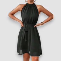Elisa | Dress with Knotted Belt – Schwarz