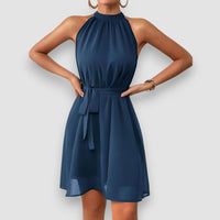 Elisa | Dress with Knotted Belt – Blau