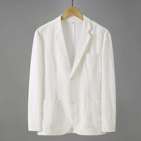 AYSEL - LEINENBLAZER MIT GERADER PASSFORM – Weiß