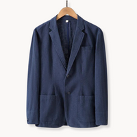 AYSEL - LEINENBLAZER MIT GERADER PASSFORM – Blau