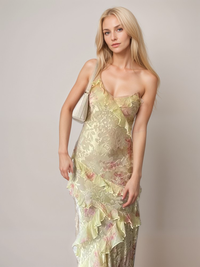 Louisa | Ätherisches Rüschen-Maxikleid – Gelb