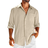 Casual Herren Langarmhemd – Beige
