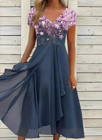 Elegantes Damenkleid für festliche Anlässe – Rosa blau