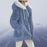 Damen Oversized Teddyjacke | Kuschelig & Warm | Wintermantel – Marine