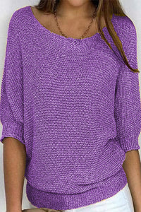 Damen Strickpullover Oversize mit Fledermausärmeln | Casual Herbst Winter – Violett