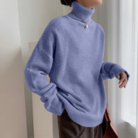 Warmer Damen Rollkragen-Pullover aus Strick | Weicher Winter-Pullover – Violett