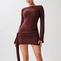 Hochwertiges Damen Strickkleid – Burgunderrot