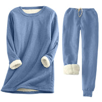 Leyliana | Thermo-Set Einfarbig – Warmer Zweiteiler für Damen – Blau