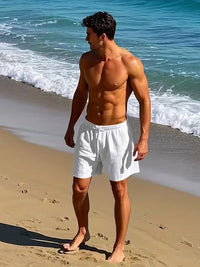 Lässige Herren Leinenshorts – Weiß