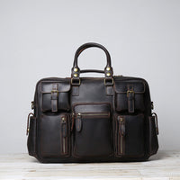 Herren Retro-Ledertasche - Geräumig und hochwertig aus Vollrindleder – Schwarz