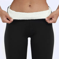 Warme Winterleggings mit Lammfell für Damen – Schwarz