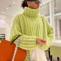 Oversize Strick Rollkragenpullover – Grün