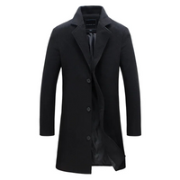 Herren Wintermantel - Eleganter Wollmantel mit warmer Fütterung für Business & Freizeit – Schwarz