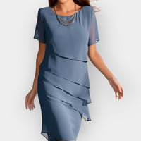 Elegantes Damen Chiffon Kleid – Blau