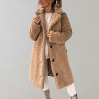 Eleganter langer Damenmantel für den Winter – Khaki