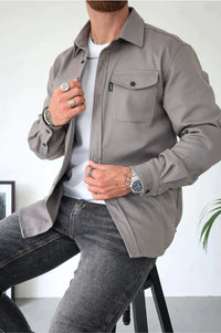 Moderne Herren Knopfleisten-Jacke – Grau