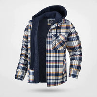 Herren Kariertes Muster Jacke mit Kapuze | Warme – Orange