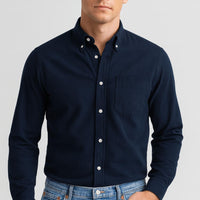 Ben | Herren Sommer Baumwoll Langarmhemd – Marine