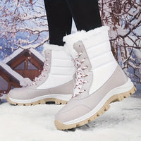 Dreilon | Wasserdichte, rutschfeste und verschleißfeste verdickte Schneestiefel für Frauen – Beige