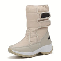 Klevaraith | Warme Schneestiefel für Frauen, Mid-Tube, Wolle verdickt – Beige