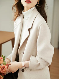 Ellmaris | Eleganter doppelseitiger Mantel aus Wollgemisch für Damen – Beige