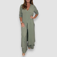 Bella | Luftige Feder Zweiteiliges Set – Grün